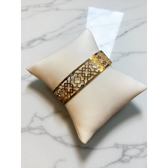 Two-Piece Gold-Tone Bangle Cuff Bracelet Set Multicolor Rhinestones -176 - Picture 5 of 6